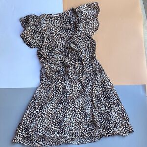 Free People Black Brown White Wrap Mini Dress